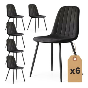 Set 6 scaune de sufragerie Lumbo (negru)