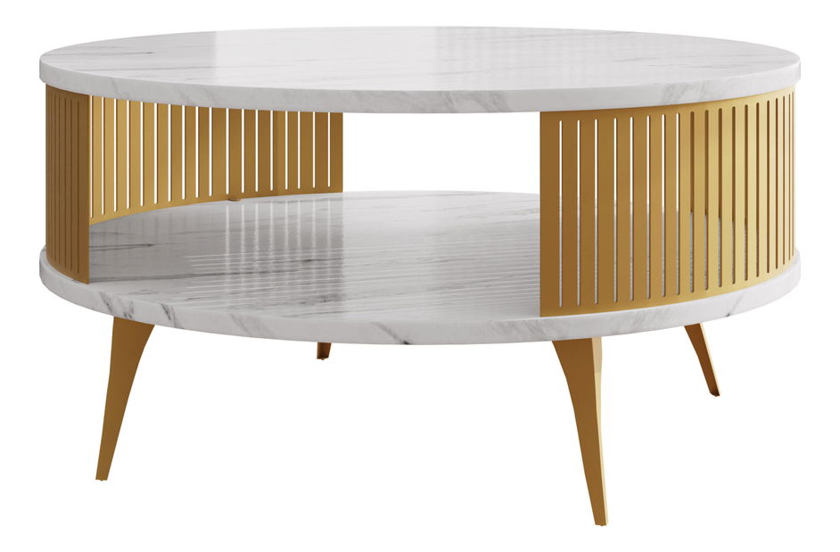Stolić za kavu Mezanoa Gold (zlatna + bijeli mramor) 