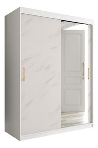 Dulap de haine 150 cm Marbelo T2 (mat alb + marmură albă)