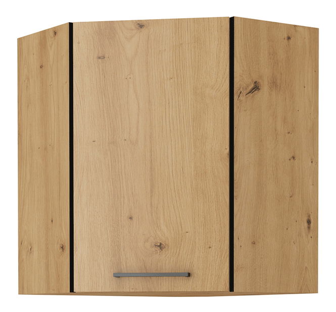 Dulap superior de bucătărie, de colț Meriel 60/60 GN-72 1F (negru + stejar artisan)