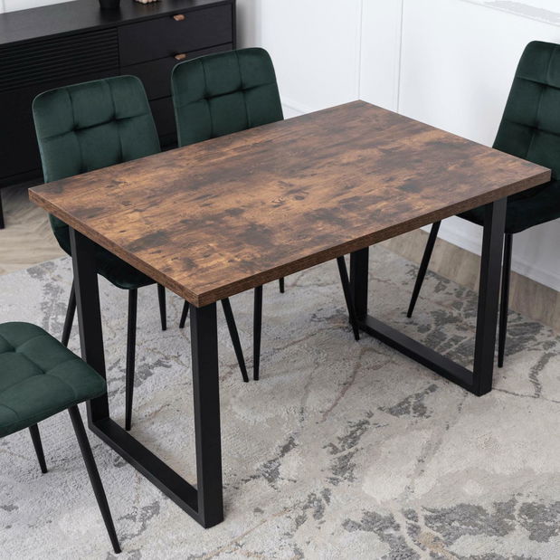 Masă sufragerie Varon (stejar rustic + negru) (pentru 6 persoane)