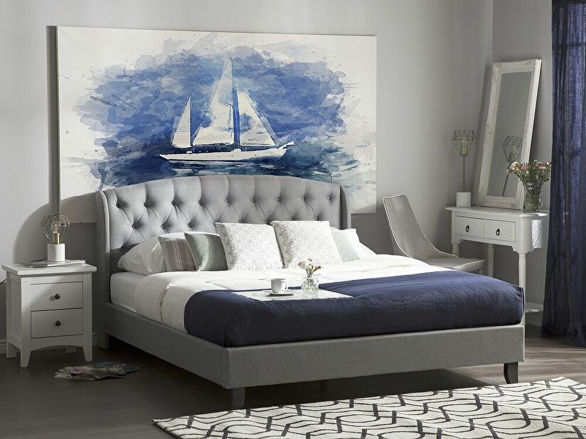 Manželská posteľ 140 cm BORD (s roštom) (sivá)