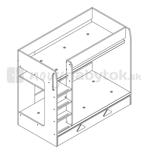 Emeletes ágy 80 cm Stormy LOZ1S/90P