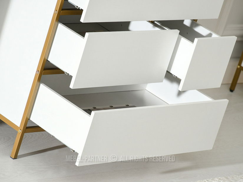 Komoda Soren Kom (bijelo drvo + zlatna)