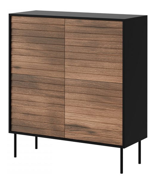 Dulap Hermano 100 4D (Negru + Nuc warnia) 