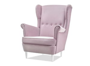 Kreslo ušiak Margis (svetlofialová + orech)