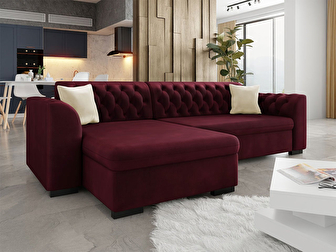 Kutna sofa na razvlačenje Leon (L) (Magic Velvet 2202 + Magic Velvet 2202 + Magic Velvet 2250)