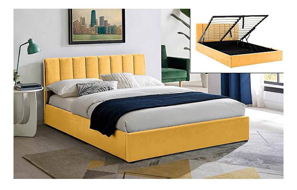Bračni krevet 160x200 cm Maude (žuta)