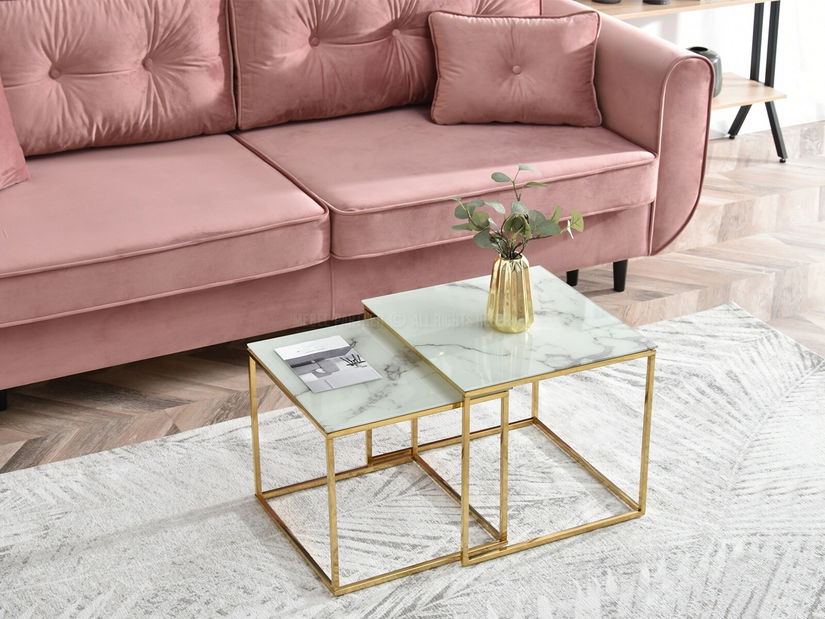 Dohányzóasztal Prana Law (fehér + arany)