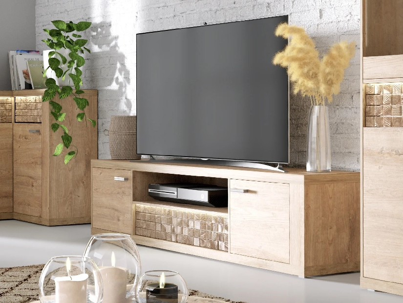 TV stolík/skrinka Nature 12 (s LED osvetlením) (dub ribbeck)