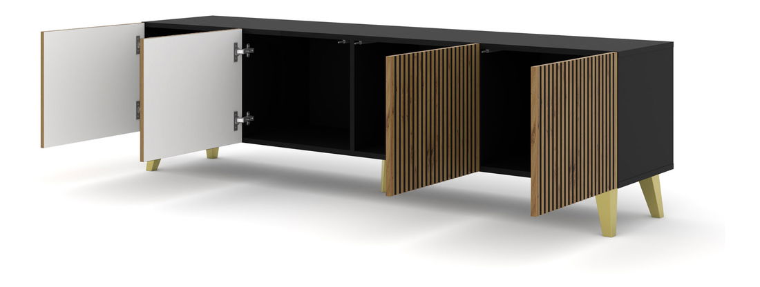 TV stolić/ormarić F 4D 200 Rowanna (crna + hrast artisan + zlatna)