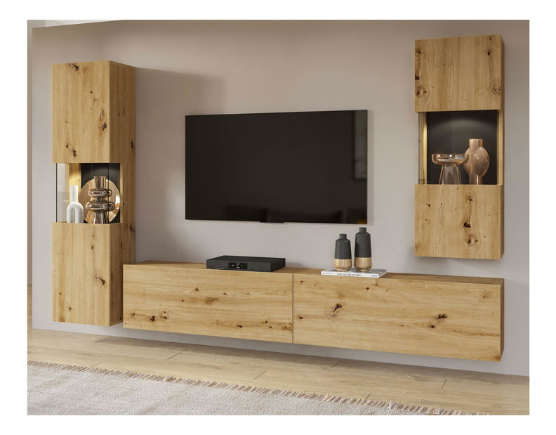 Mobilier living Avernic Typ 10 (negru + stejar artisan)