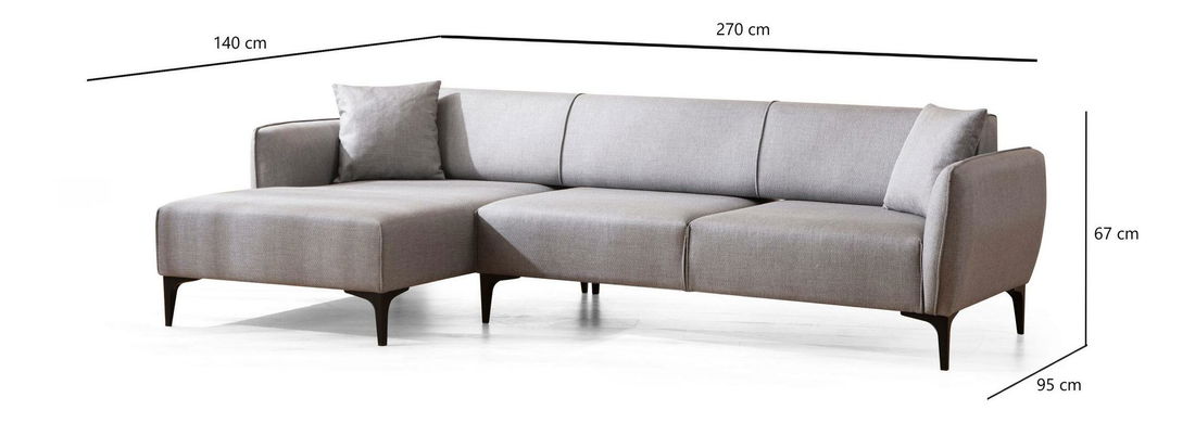 Sarokkanapé Belasemma (B) (szürke + fekete)