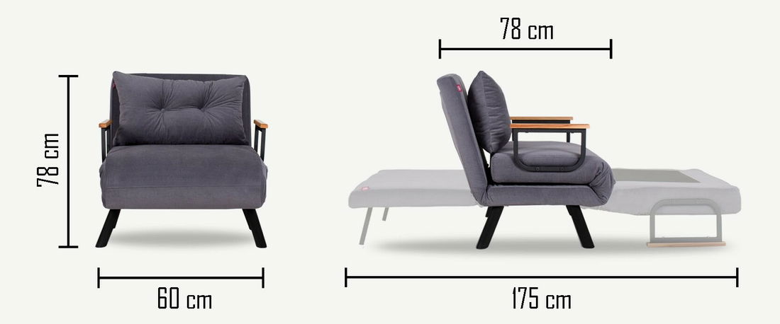 Rozkladacie kreslo Sandy (sivá)