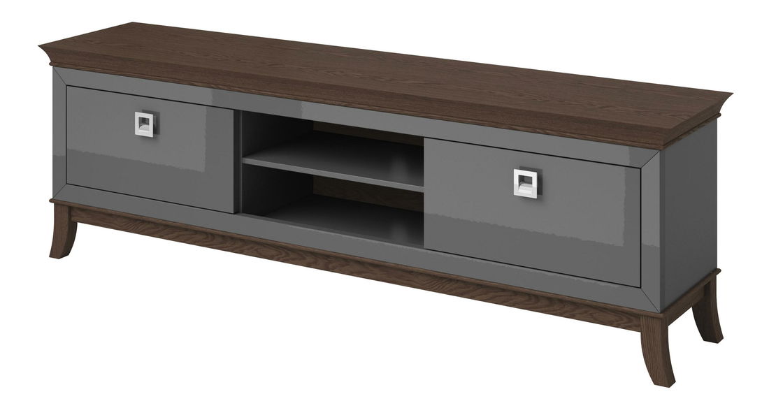 TV asztal/szekrény Tyrion Typ 40 (fényes antracit + csokoládé)