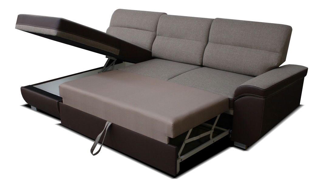 Rohová sedačka Lucan L+2F (béžová + hnedá) (L)