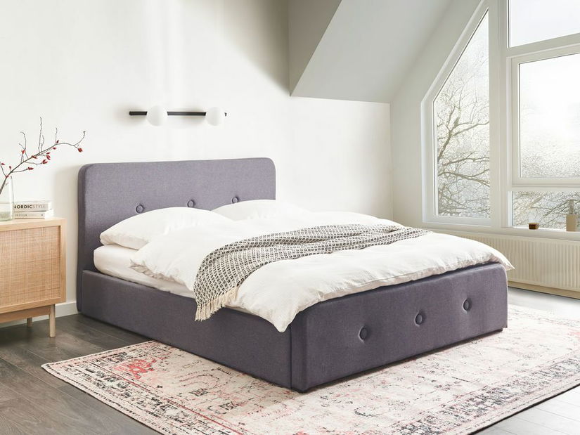 Franciaágy 160 cm Renza (sötétszürke) (ágyráccsal)