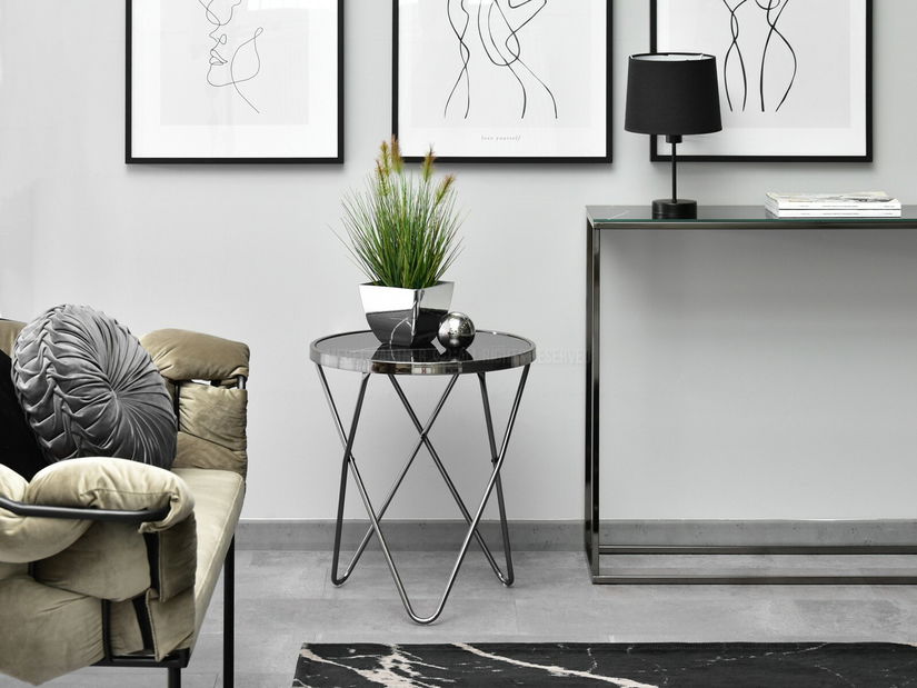 Măsuță de cafea Armin S (marmură neagră + negru)