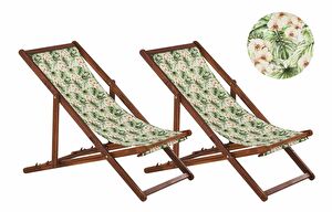 Set 2 buc șezlong de grădină cu huse de rezervă Antio (verde + roz cu model)