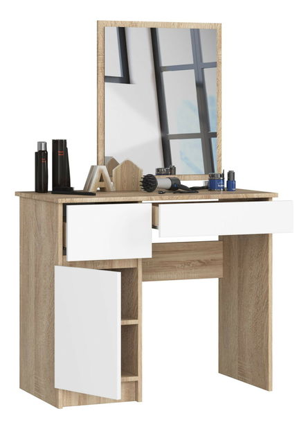 Toaletni stolić Pritha (hrast sonoma + bijela)