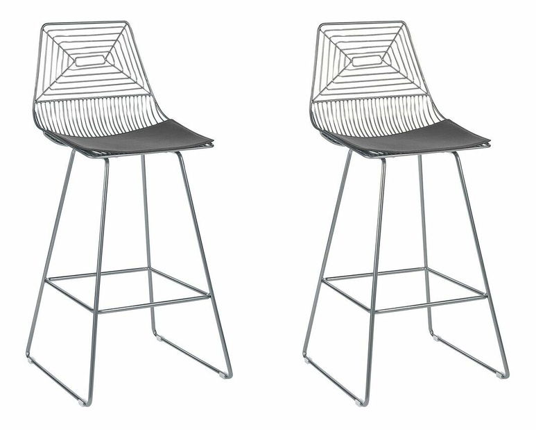 Set 2 ks barových stoličiek Bethel (strieborná)