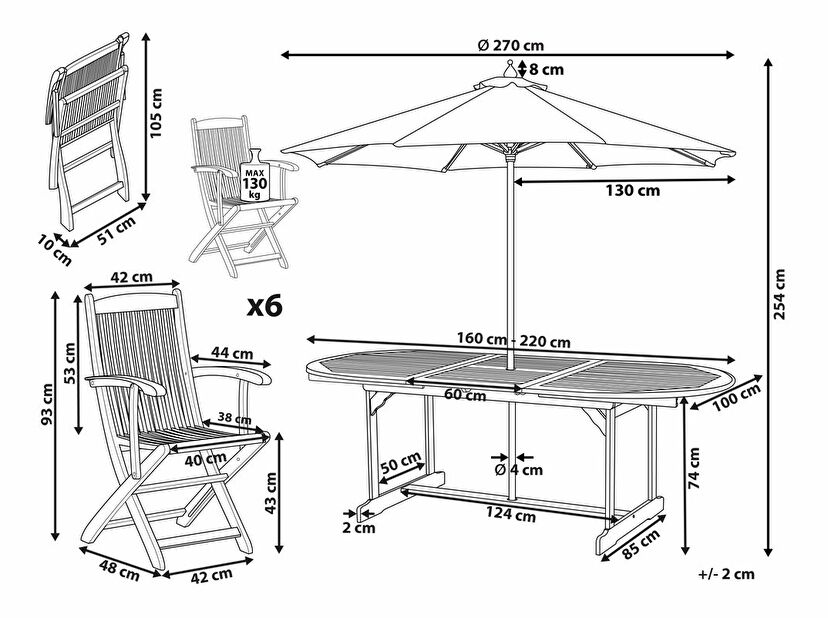 Set mobilier de grădină Maugli (lemn deschis) 