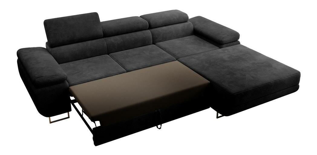 Rohová sedacia súprava Grande (P) (čierna + chrómová)