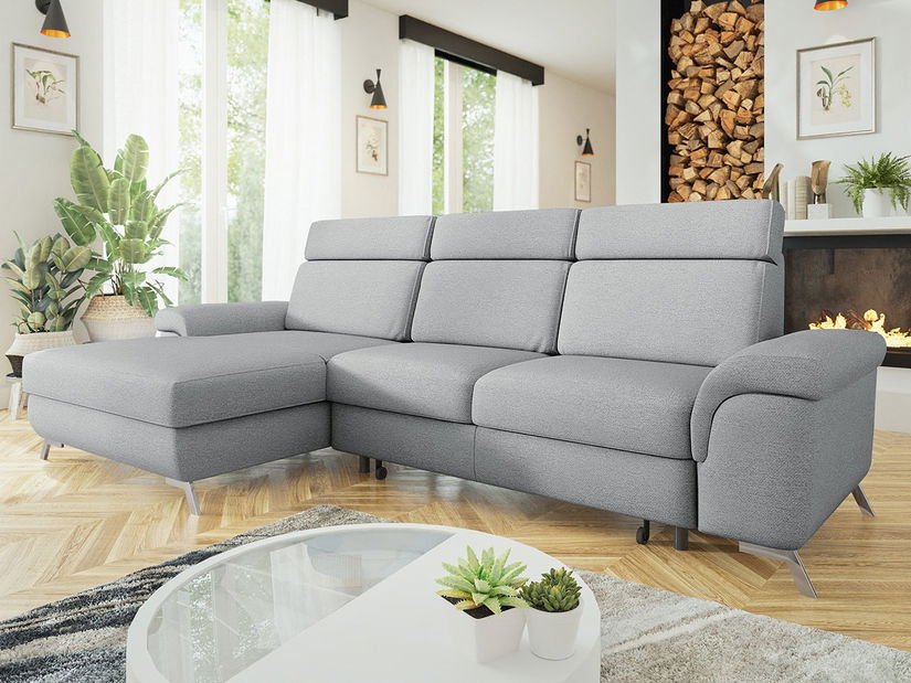 Rohová sedačka Porkana (sivá) (s úl. priestorom) (L)