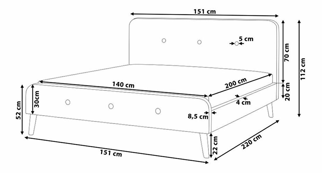 Manželská posteľ 140 cm ROME (s roštom) (svetlosivá)