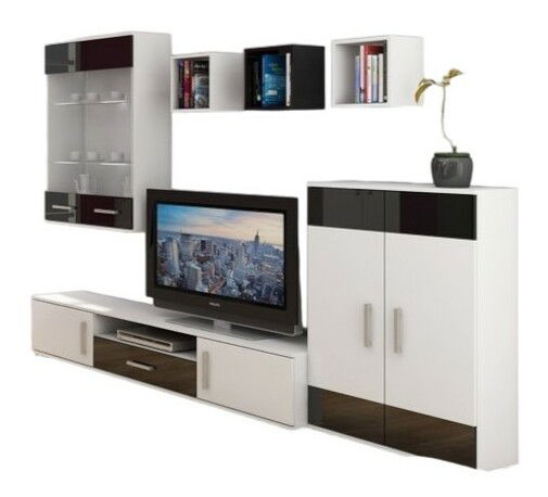 Set za dnevni boravak Scotty Bijela + Sjaj crni 