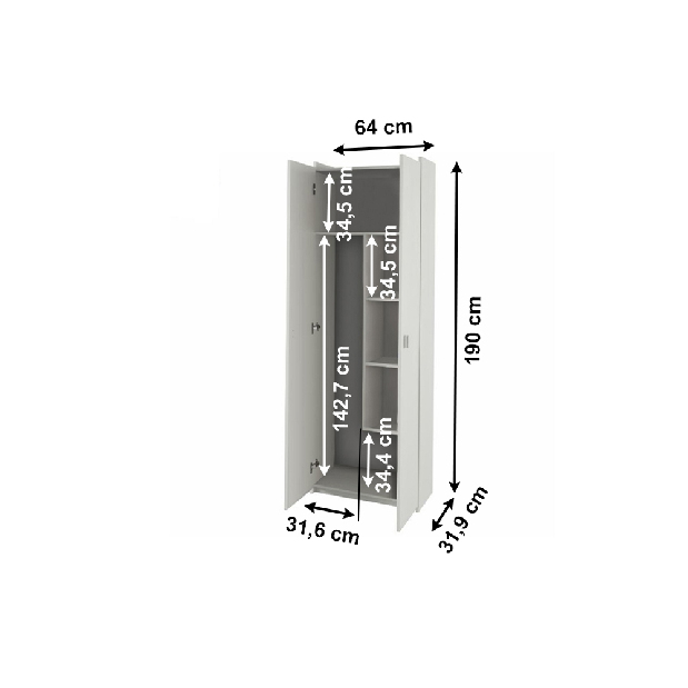 Policová skriňa Nariel Typ 6 (biela)