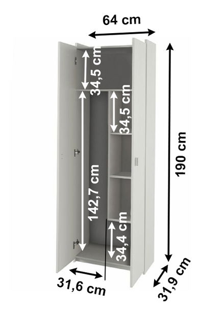 Ormar s policama Nariel Tip 6 (bijela) 