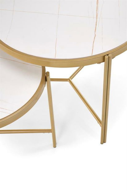 Dohányzóasztal szett (2 db.) Fantoma (fehér márvány + arany)