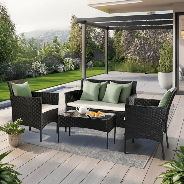 Kerti szett Manta (fekete + bézs) (4 fő részére)