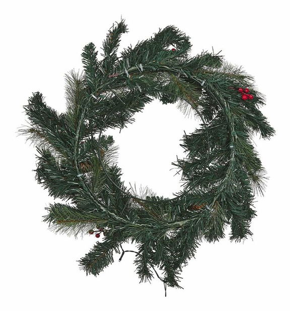 Coroană pentru ușă ø 60 cm Thorfinn (verde) (cu iluminat)