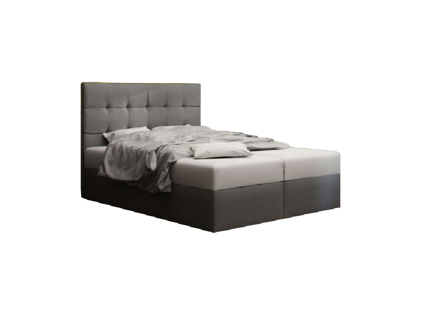 Pat matrimonial Boxspring 160 cm Duel 2 Comfort (Gri) (cu saltea și sp. depozitare)