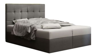 Pat matrimonial Boxspring 140 cm Duel 2 (gri) ( cu saltea și sp. depozitare)