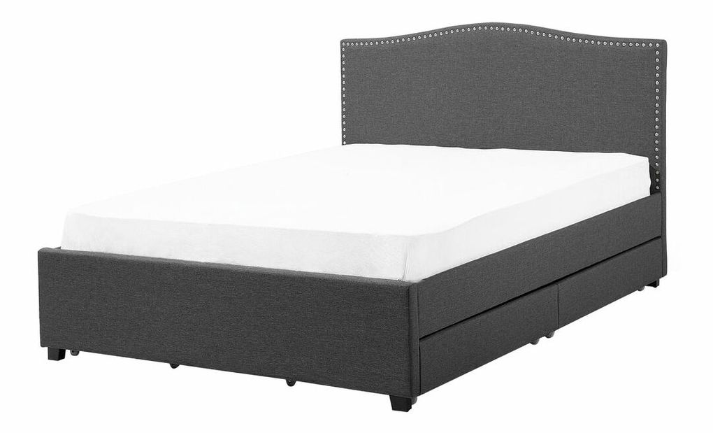 Manželská posteľ 160 cm MONTHY (s roštom, úl. priestorom a LED osvetlením) (tmavosivá)