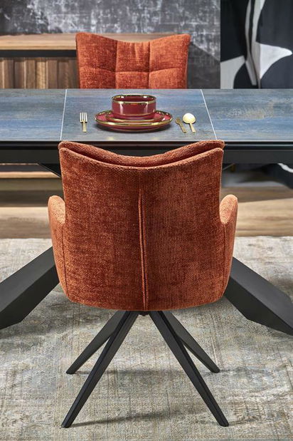 Blagovaonski stol Lucius (modrý mramor + crna) (za 8 i više osoba)