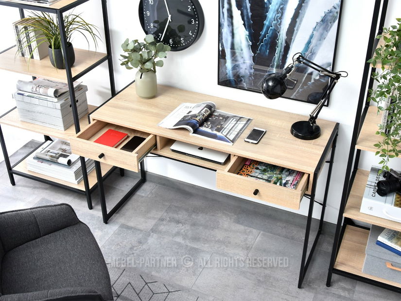 Masă PC Nills (stejar + negru)