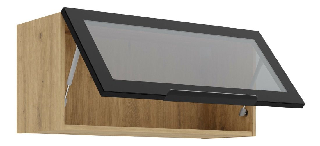 Vitrína do kuchyne Ariesa 80 GUS-36 MDF 1F (dub artisan + čierna)