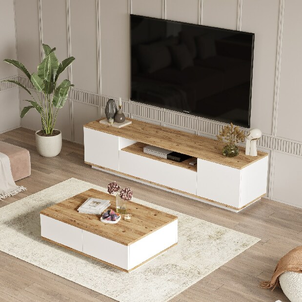 Mobilier living Freddie 17 (Pin atlantic + Alb)