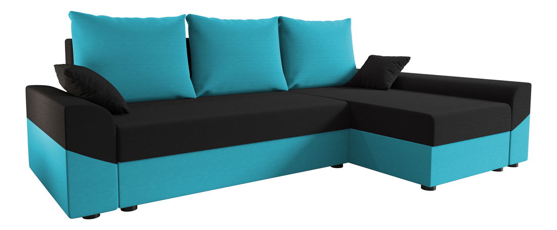 Sarok ülőgarnitúra Dusk L (türkiz + fekete) (B)