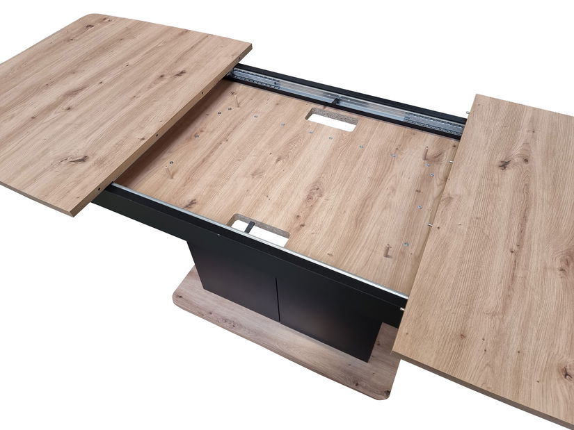 Blagovaonski stol Schultz (hrast artisan + crna) (za 4 do 8 osoba)