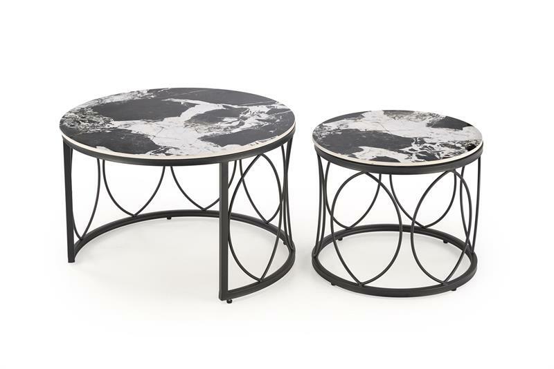 Dohányzóasztal szett (2 db.) Alexis (fekete márvány + fekete)