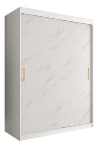 Dulap de haine 150 cm Marbelo T (mat alb + marmură albă)
