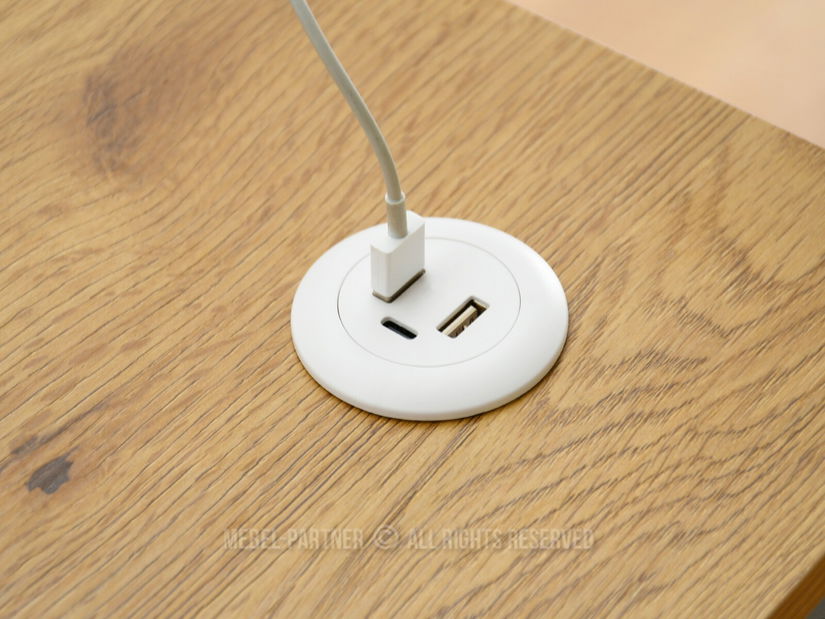 Masă PC Osto 140 (stejar alb + alb)