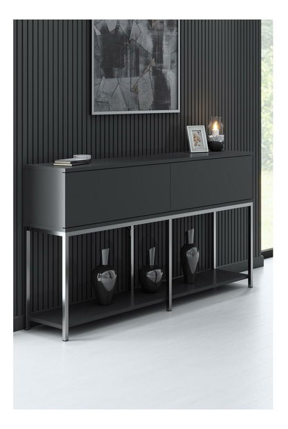 Măsuță consolă Vibubi 1 (antracit + argintiu) 