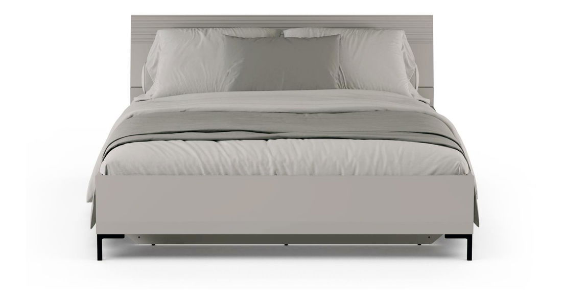 Bračni krevet 160 cm Demandaron (taupe + hrast silverjack) (s podnicom) (s prostorom za odlaganje)