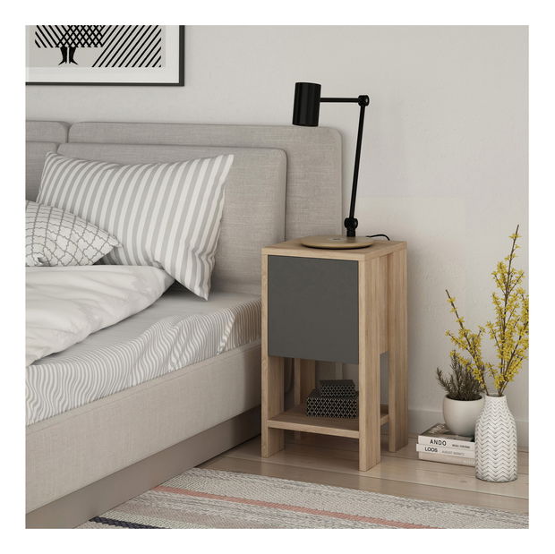 Éjjeliszekrény Eirik (tölgy + antracit)